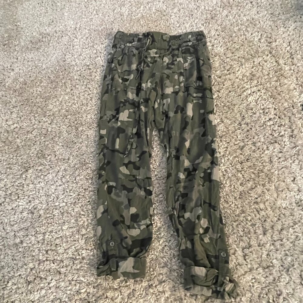 GUESS Olive Green Camouflage Track Joggers